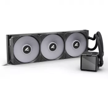 Universāls šķidruma CPU dzesētājs Sharkoon S100 ARGB – 360 mm radiators, melns