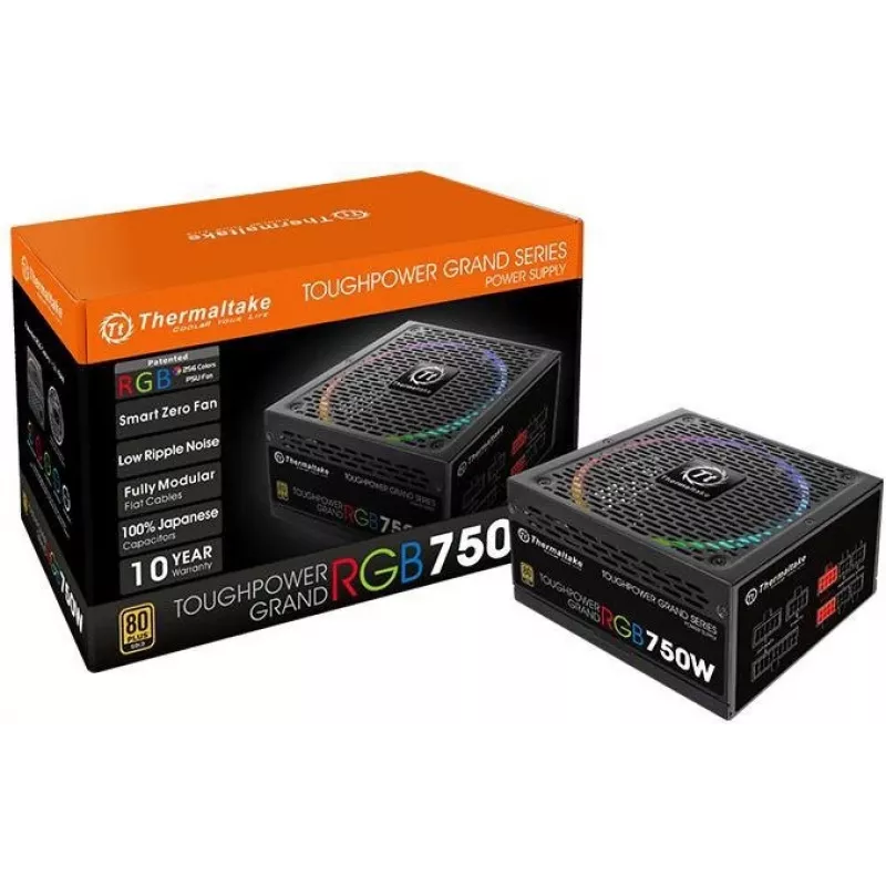 Thermaltake ToughPower Grand RGB 750W Gold - Barošanas bloks (iekšējais) - ATX12V 2.4/ EPS12V 2.92 - 80 PLUS Gold - AC 100-240 V - 750 W - Active PFC -