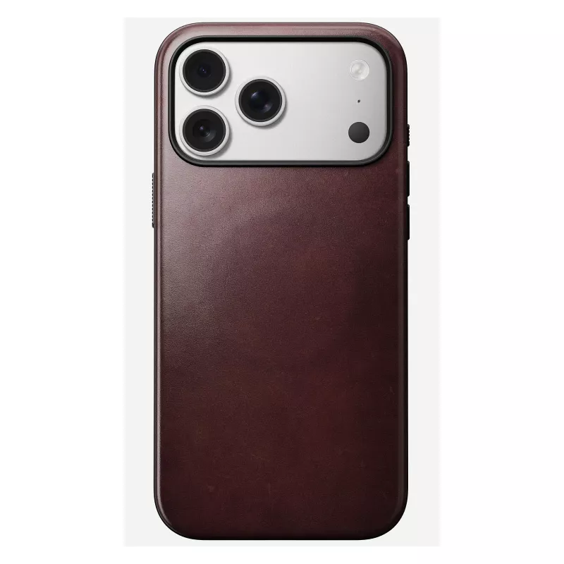 Ādas vāciņš Nomad Modern iPhone 17 Pro Max (6,9 collas) — Burgundy, āda+TPU+PC