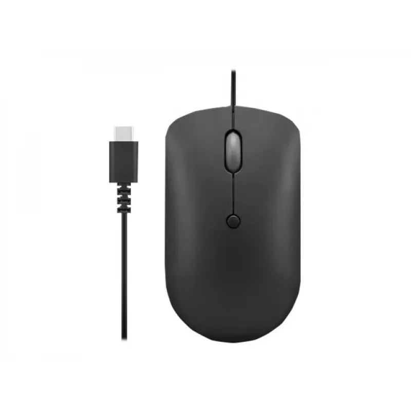 Vadu optiskā pele Lenovo GY51D20875 USB Type-C, piemērota abām rokām, 2400 DPI, 4 pogas, melna