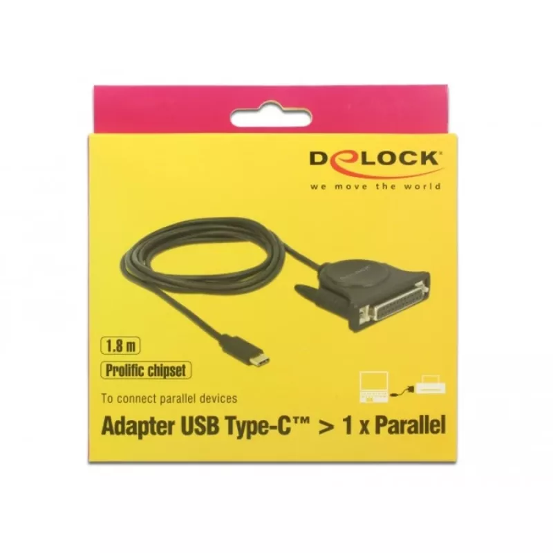 Paralēlais kabelis DeLOCK 62980 Melns 1,8 m