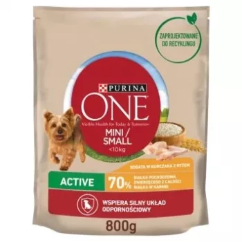 PURINA One Mini Active Chicken, Rice - Sausā suņu barība - 800 g