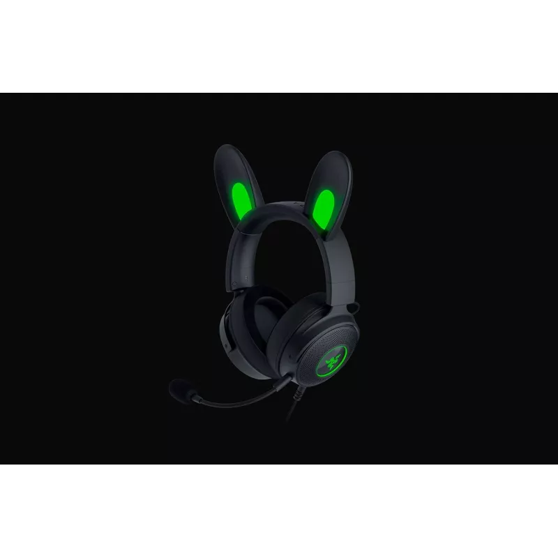 Razer Kraken V2 Pro Kitty Edition, vadu, pāri ausīm, melnas, spēļu austiņas
