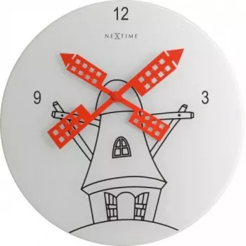 NeXtime klok 8807 Windmil, Ø30 cm, Sienas, Balts/ Melns/ Sarkans