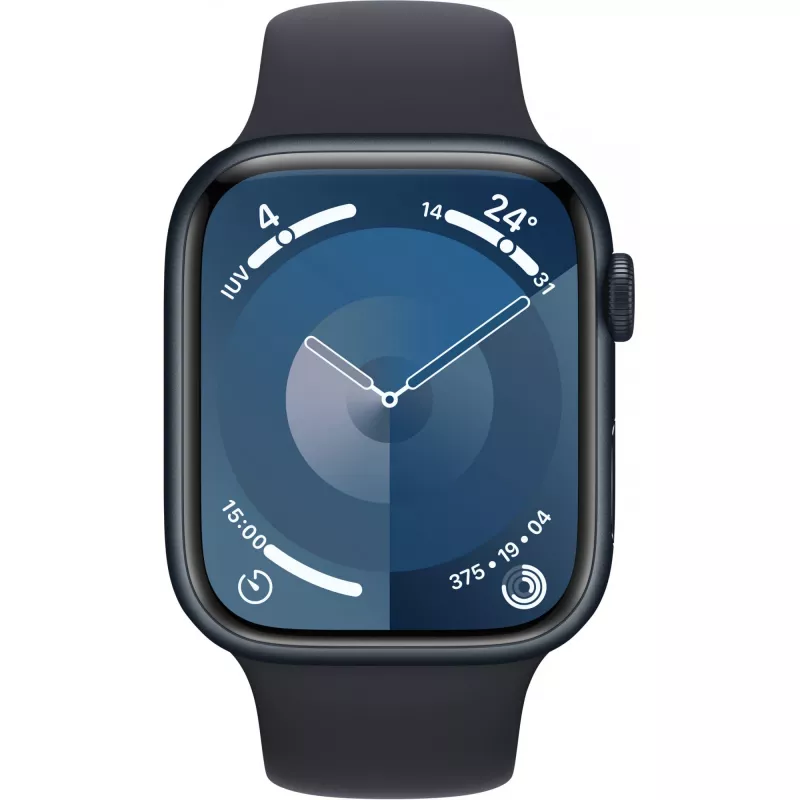 APPLE Watch Series 9 GPS + Cellular 45mm Midnight alumīnija korpuss ar Midnight sporta siksnu - M/L (MRMD3QF/A)