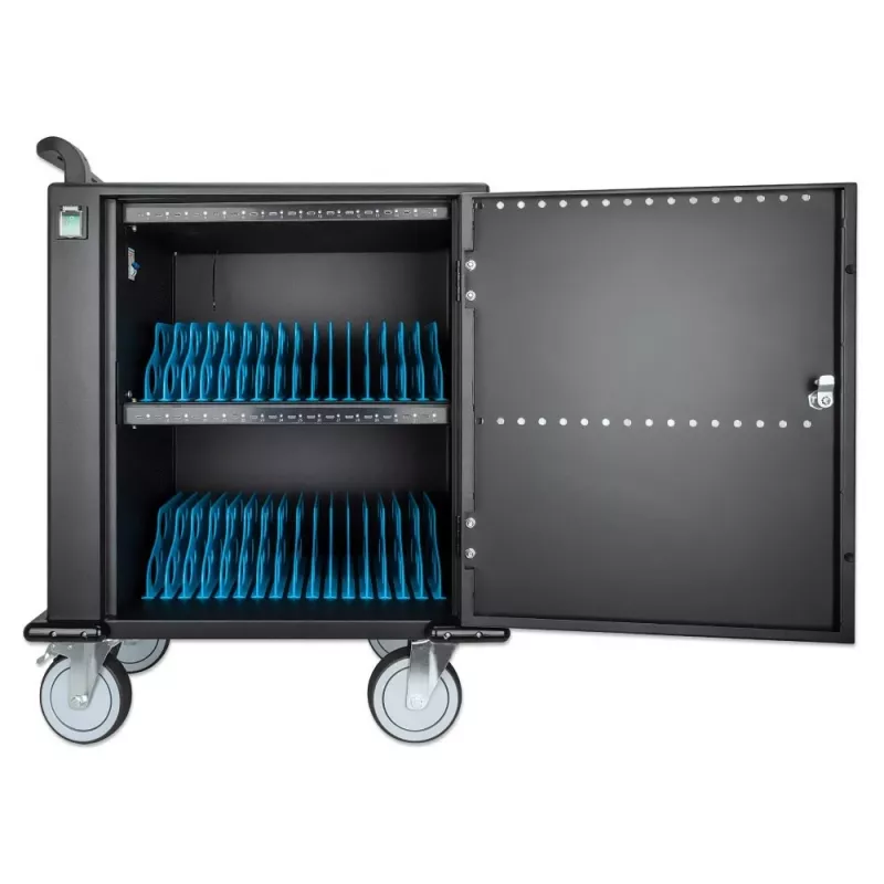 Manhattan uzlādes ratiņi 32 nodalījumiem, iPad līdz 13 collām, MacBook Air līdz 13 collām un Chromebook līdz 14 collām, izmantojot USB-C, arī citiem planšetdatoriem/viedtālruņiem (ar ierīces USB-C kabeli), nodalījumi 330x22x235 mm, ierīču uzlādes kabeļi n