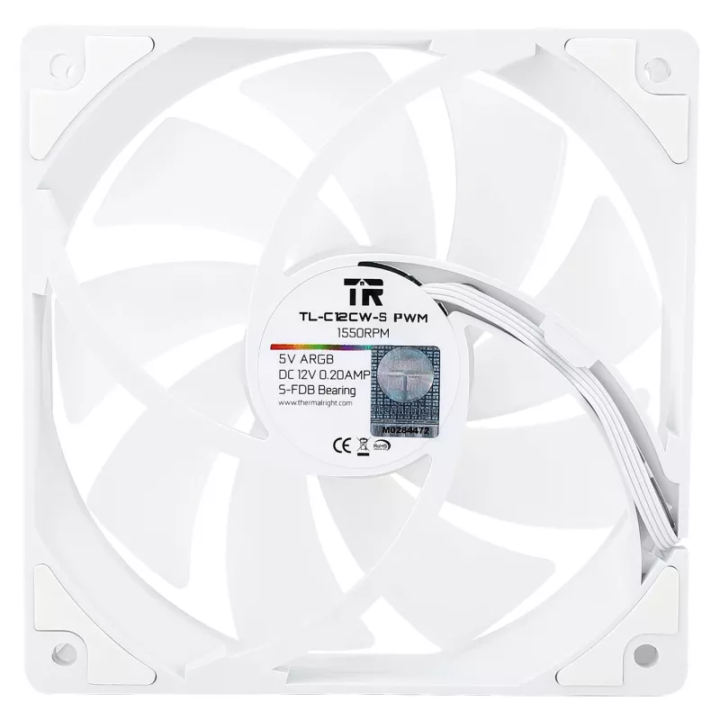 Thermalright TL-C12CW-S X3 120mm PWM ARGB korpusa ventilatori - balts
