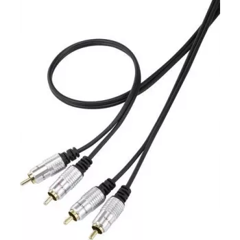 SpeaKa Professional SP-7870144 RCA audio savienojuma kabelis [2x RCA spraudnis - 2x RCA spraudnis] 1,00 m melns SuperSoft apvalks, zeltīti spraudņu kontakti (SP-7870144)