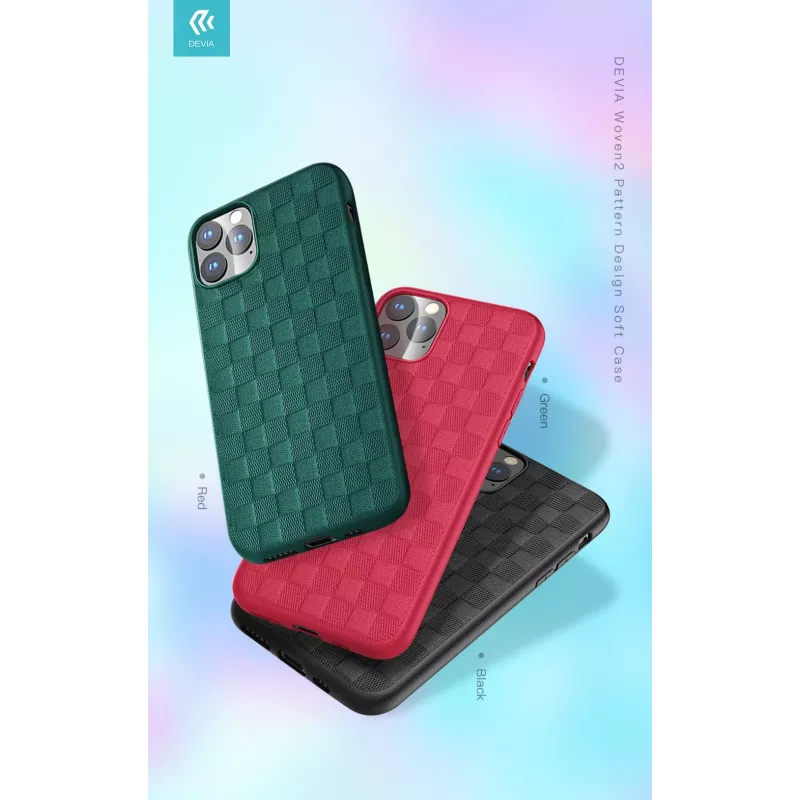 Mīksts maciņš Devia Woven2 iPhone 11 Pro, austas struktūras aizsargapvalks, sarkans