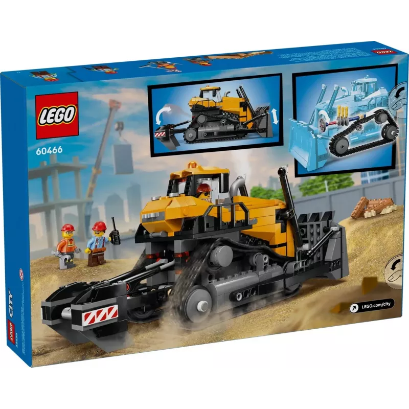Būvniecības buldozera rotaļlieta LEGO 60466, City sērija, 682 detaļas, 3 minifigūras, ieteicamais vecums 8+, izmērs 120×240×130 mm