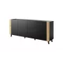 Kumode cama meble FARO KOM200 CZ — 2000×420×820 mm, matēti melns rāmis, ozolkoka frontes
