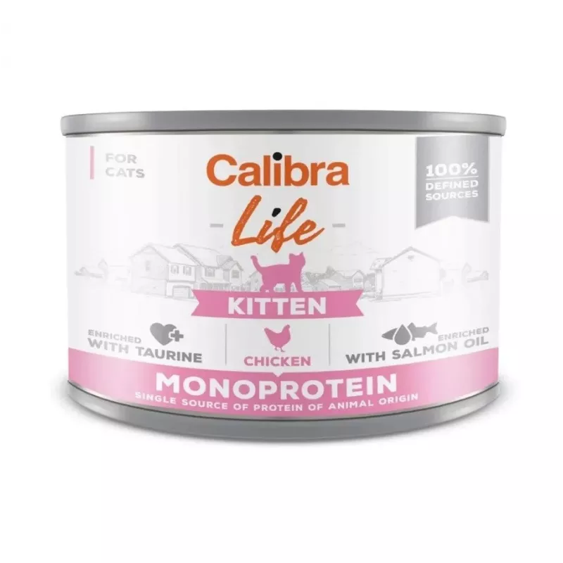 Mitrā kaķu barība Calibra Cat Life Kitten Chicken 200 g paciņa, pilnvērtīga barība jauniem kaķiem