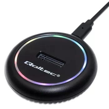 M.2 SSD dokstacija QOLTEC 52275 SATA un NVMe diskdziņiem, USB savienojums