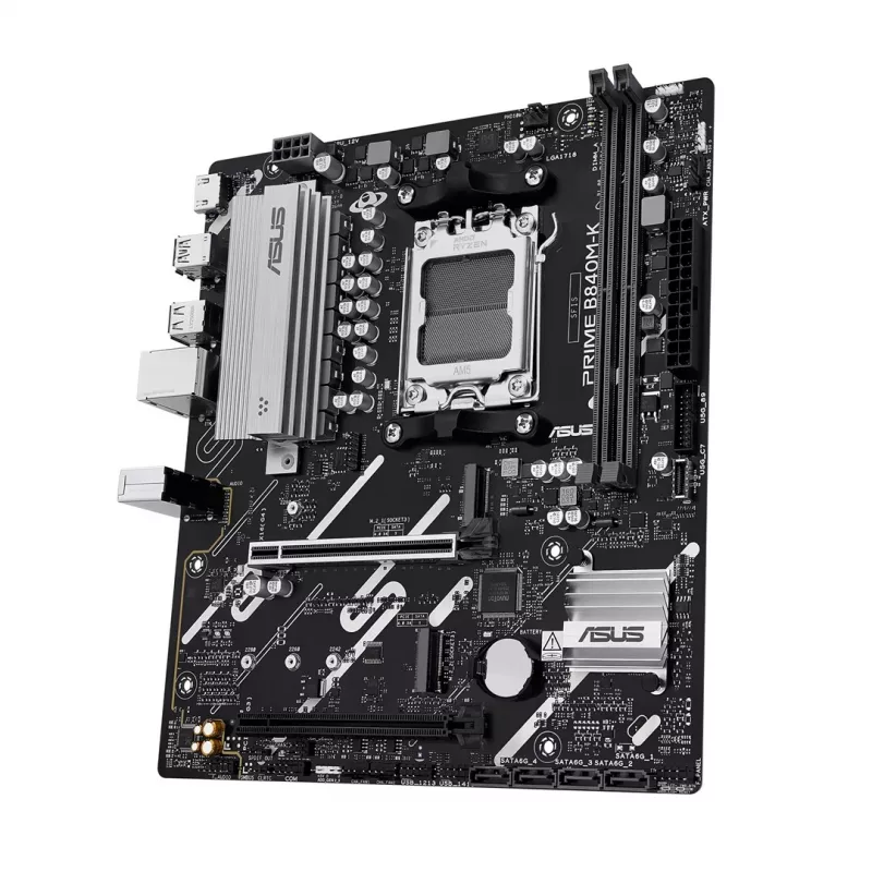 Mātesplate ASUS PRIME B840M-K — AMD B840, Socket AM5, micro ATX, DDR5, 2 DIMM, 128 GB, 2.5 GbE, M.2, SATA III