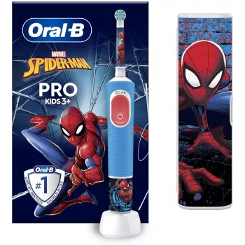 Oral-B | Vitality PRO Kids Spiderman | Elektriskā zobu birste ar ceļojuma maciņu | Uzlādējama | Bērniem | Zila | Iekļauto birstes galviņu skaits 1 | Zobu tīrīšanas režīmu skaits