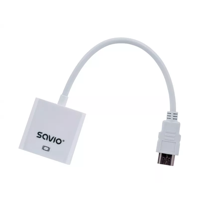 Savio CL-27B video kabeļa adapteris 0.1 m HDMI Type A (Standard) VGA (D-Sub) Balts