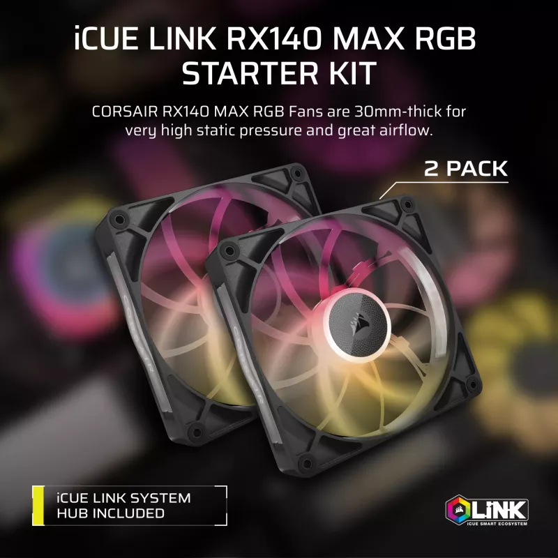 Korsāra iCUE LINK RX140 MAX RGB ventilators