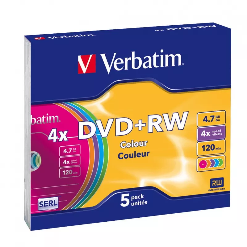 VERBATIM 43297 Verbatim DVD+RW plānā juveliera kastīte 5 4.7GB 4x Krāsa