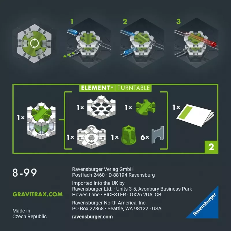 Ravensburger GraviTrax PRO Elements Pagrieziena galds rotaļlietu lodīšu trase (22433)