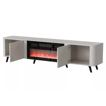 TV skapītis Cama Meble Volare 200 x 39 x 49 cm kašmira krāsā ar elektrisko kamīnu
