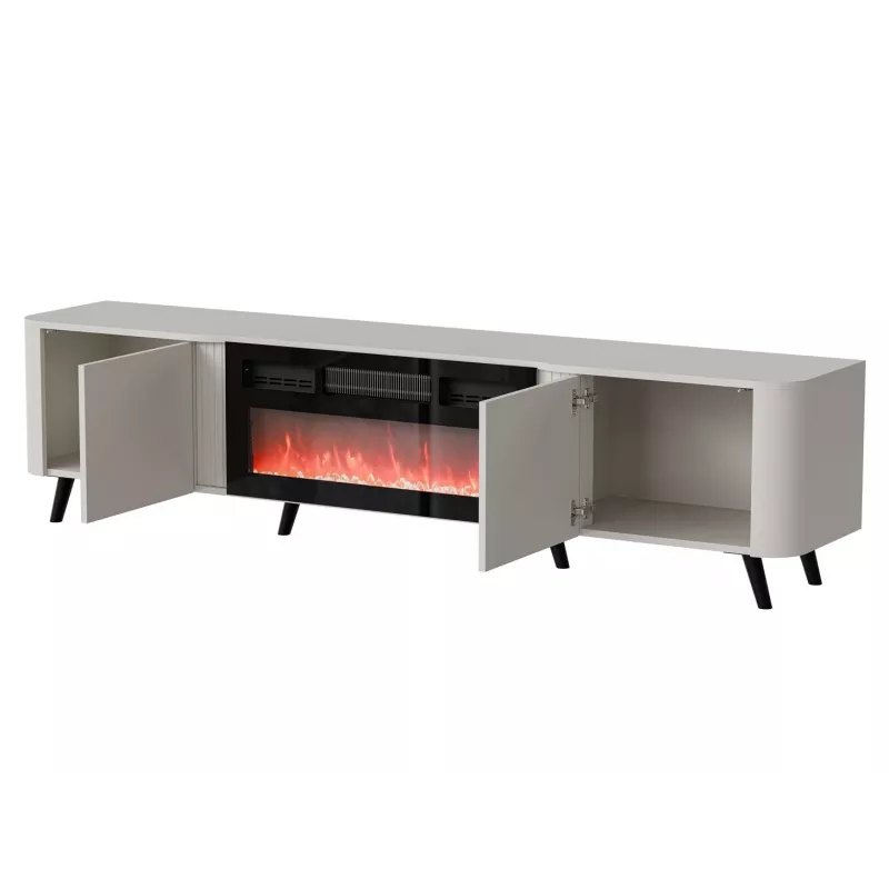 TV skapītis Cama Meble Volare 200 x 39 x 49 cm kašmira krāsā ar elektrisko kamīnu