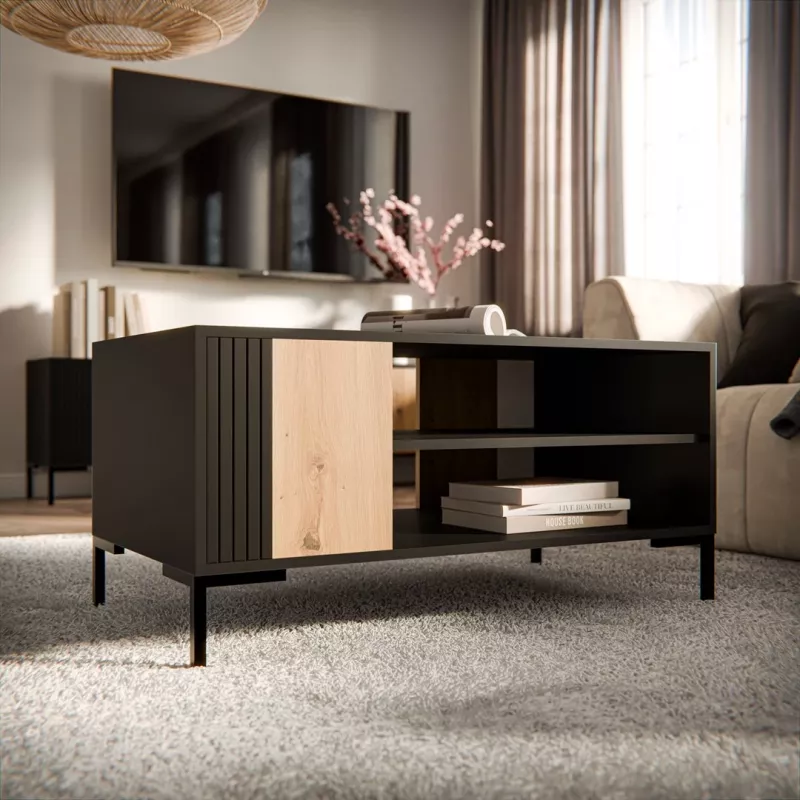 Cama MERCI coffee/lawn table 100 x 55 x 49 cm Melns/oak artisan