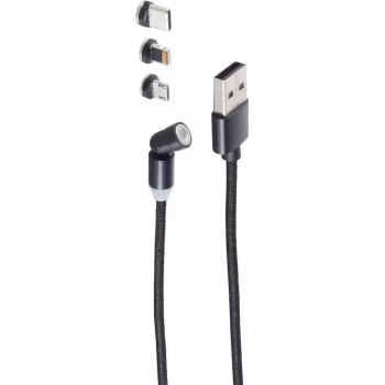 USB kabelis ShiverPeaks BS14-19002 2m USB A USB C/Micro-USB B Melns