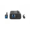 USB centrmezgls NATEC MANTIS USB 2.0 Type-B — 4x USB 3.2 Gen 1 Type-A porti, melns, 0,8 m kabelis, maiņstrāvas adapteris, barošanas slēdzis