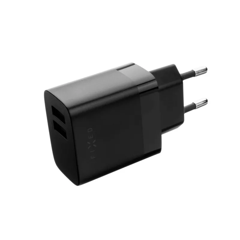 Fiksēts Dual USB Travel Charger FIXC17N-2U-BK, 17 W, portatīvs USB strāvas adapteris, melns