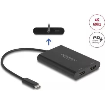 USB Type-C uz 2× HDMI 4K 60 Hz adapteris Delock 64309 (DisplayLink)