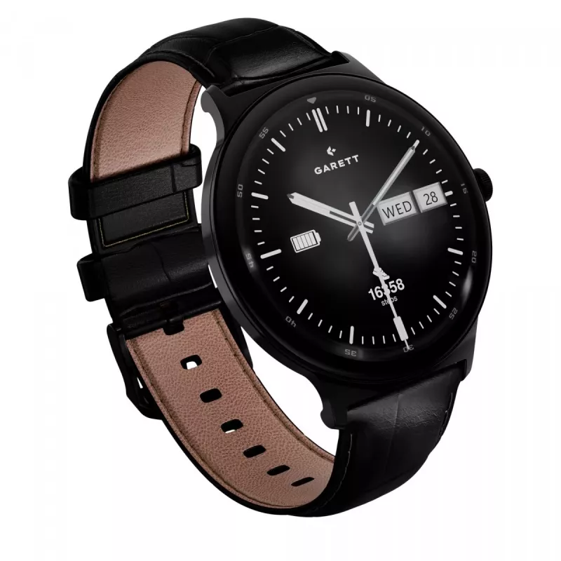 Smartwatch Garett Quantum — melns nerūsējošais tērauds
