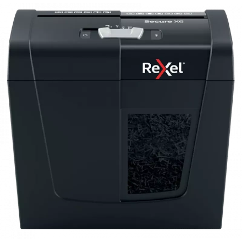 Rexel Secure X6 šķērsgriezuma papīra smalcinātājs P4, šķērsgriešana, 4 x 40 mm, 10 L, 100 lapas, 68 dB, 6 lapas