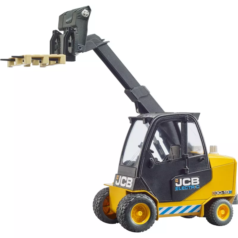 Autoiekrāvēja BRUDER JCB Teletruk rotaļlieta — ABS, ieteicamais vecums 3+, melna un dzeltena