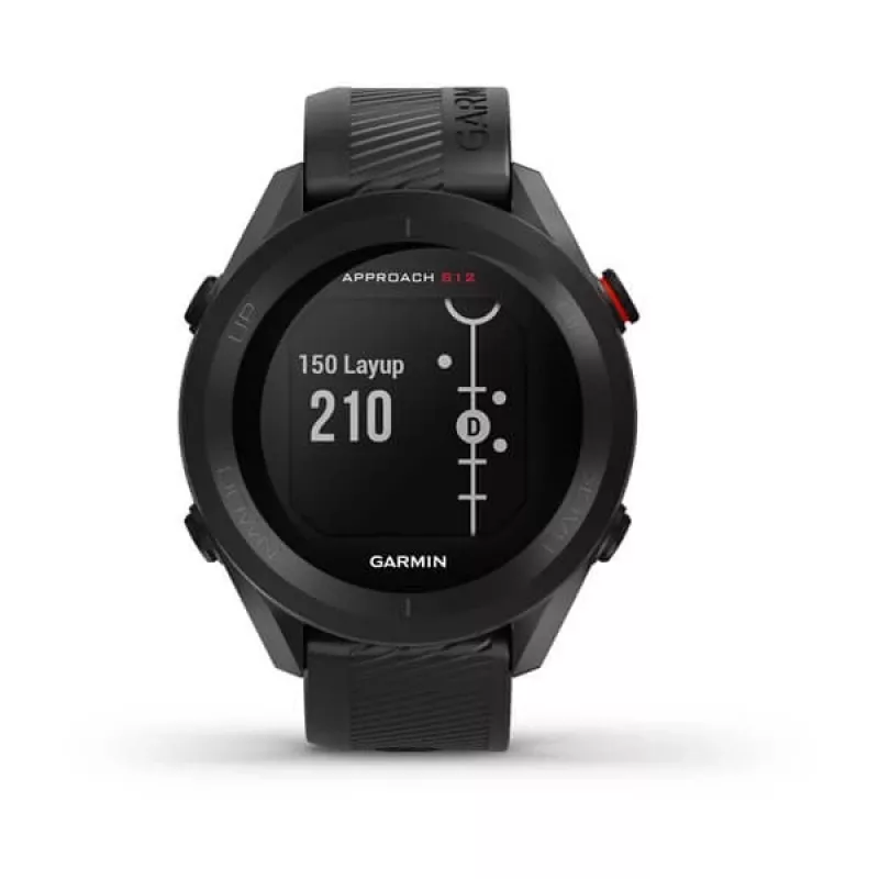 GPS golfa pulkstenis GARMIN Approach S12, melns, 43 mm korpuss, silikona siksniņa, 30 h GPS akumulatora darbība