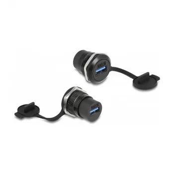 Keystone modulis DELOCK 86966 — USB 3.2 Gen 1 Type-A uz Type-A, melns, 32.5×23.5 mm