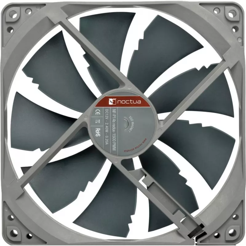Noctua ventilators NF-P14S REDUX-1500 PWM 140 mm pelēks, 12V PWM, 450–1500 RPM, 133,7 m³/h, 25,8 dB
