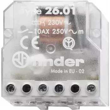 FINDER impulsu slēdzis 230VAC 26.01.8.230.0000 Series 26 iebūvējamai kārbai 1S 10A 26.01.8.230.0000 (260182300000)