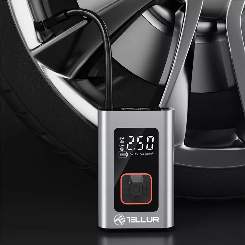 Pārnēsājams gaisa kompresors Tellur TLL158571 12V 150 PSI automašīnu riepām un piepūšamiem priekšmetiem