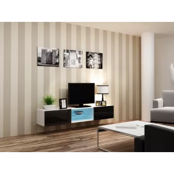 Cama TV statīvs VIGO GLASS 30/180/40 balts/melns glancēts