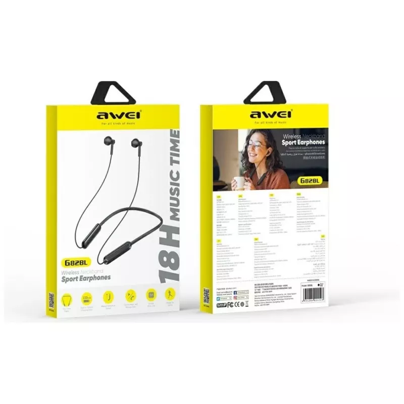 Awei Bluetooth Austiņas G82BL sporta — bezvadu ausu āķa dizains, Bluetooth savienojums