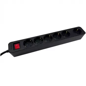 M-Cab POW0027 strāvas pagarinātājs, 3 m, 6 maiņstrāvas rozetes, 16 A, iekštelpām, melns