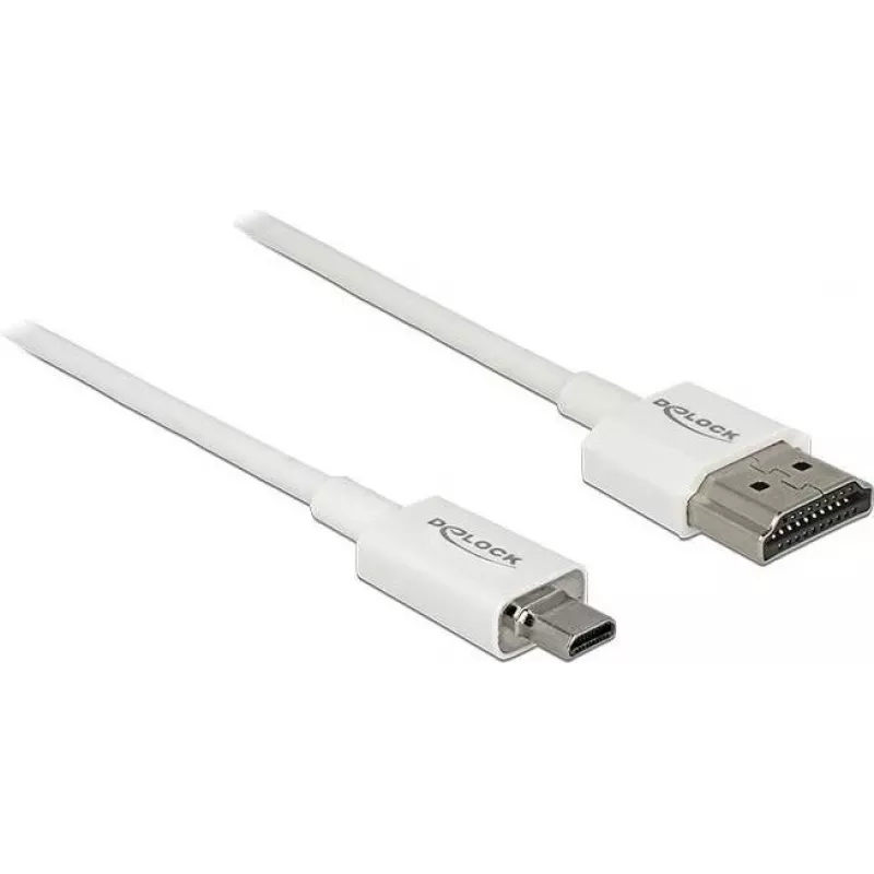 HDMI kabelis DeLOCK 85148 0,5 m Tips A uz Tipu D Balts