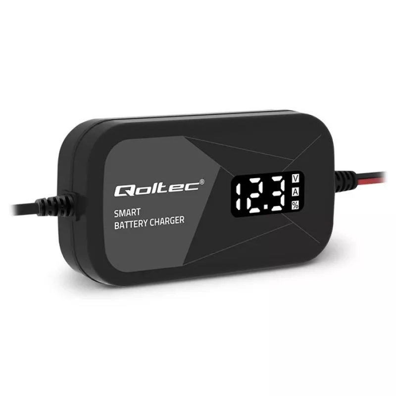 Bateriju lādētājs QOLTEC 52492 12V 2A ar mikroprocesora vadību un šūnu reģenerāciju