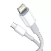 USB-C uz Lightning Baseus augsta blīvuma pīts kabelis, 20W, PD, 2m (balts)