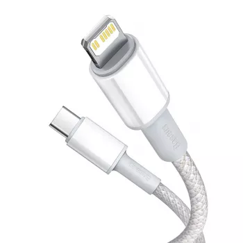 USB-C uz Lightning Baseus augsta blīvuma pīts kabelis, 20W, PD, 2m (balts)