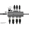 Alcasa HUB-C001A interfeisa centrmezgls USB Type-C 5000 Mbit/s Antracīts
