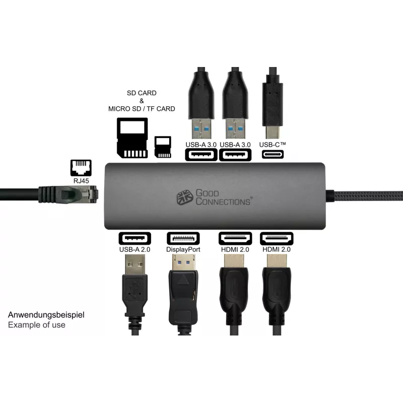 Alcasa HUB-C001A interfeisa centrmezgls USB Type-C 5000 Mbit/s Antracīts