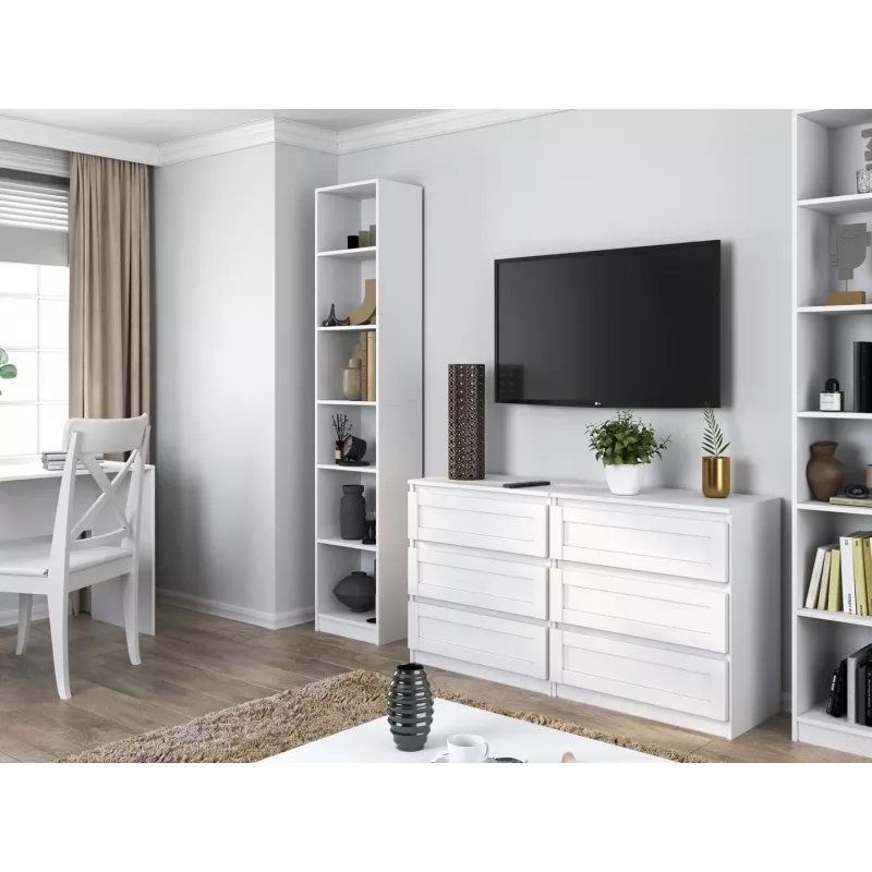 top e shop W40 PAFOS BIA vitrīnas skapis — balta skaidu plātne, 290×400×2000 mm