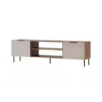 TV skapis Cama ALMERA 180.5×42×52.5 cm valrieksta/krējkrāsas – skaidu plātnes virsma, valrieksta rāmis