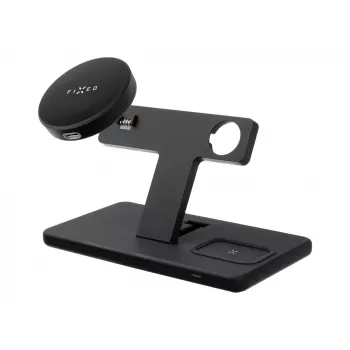 Fiksēts | MagPowerstation 3-in-1 bezvadu uzlādes statīvs ar MagSafe stiprinājumu | FIXMPOS-BK | Melns